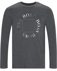 BOSS - T-Shirt With Round Neck And Long Sleeves - Lyst