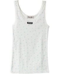 Miu Miu Logo Tank Top in White | Lyst