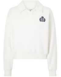Sporty & Rich - Logo Embroidered Cotton Sweatshirt - Lyst