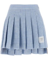 Thom Browne - Pleated Checked Mini Skirt - Lyst