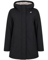 K-Way - Hooded Fleece-Lined Coat - Lyst