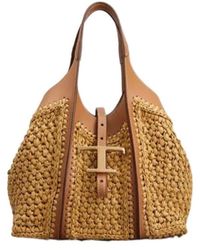 Tod's - T Timeless Woven Mini Tote Bag - Lyst