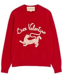 Valentino - Animal Embroidered Crewneck Jumper - Lyst