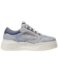 Fendi - Force Denim Effect Lace-Up Sneakers - Lyst