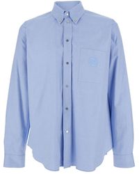 Fendi - Logo Embroidered Bown-Down Oxford Shirt - Lyst