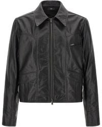 Amiri - Panelled Zip-Up Leather Jacket - Lyst