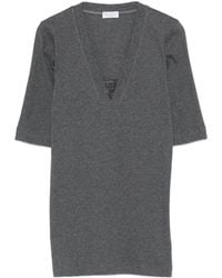 Brunello Cucinelli - V-Neck Embellished T-Shirt - Lyst