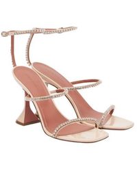 AMINA MUADDI - Embellished Patent Leather Sandals - Lyst