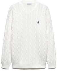 Prada - Logo-Embroidered Crewneck Jumper - Lyst