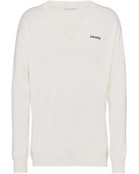 Prada - Long-Sleeved V-Neck Jumper - Lyst