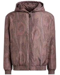 Etro - Padded Bomber Jacket With Hood And Arnica Motif - Lyst