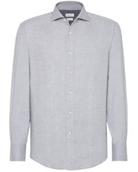 Brunello Cucinelli - Chevron Long-Sleeves Shirt - Lyst