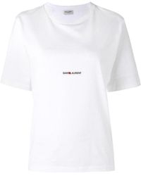 Saint Laurent - Logo-Print Crew-Neck T-Shirt - Lyst