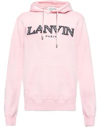 Lanvin - Logo Embroidered Drawstring Hoodie - Lyst