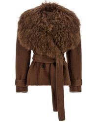 GIUSEPPE DI MORABITO - Shearling Collar Cropped Coat - Lyst