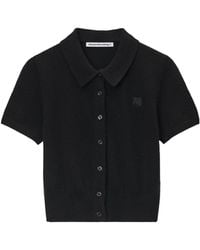 T By Alexander Wang - Logo Embroidered Cropped Polo Shirt - Lyst