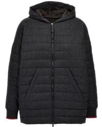 Brunello Cucinelli - Dark Wool Hooded Jacket - Lyst