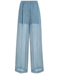 Brunello Cucinelli - Cotton Organza Wide-Leg Trousers - Lyst