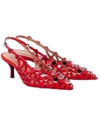 The Attico - Grid 50 Embellished Leather Slingback High-Heeled Sandals - Lyst