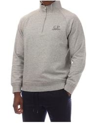 C.P. Company - Diagonal Raised Fleece Half Zip Logo Sweatshirt - Lyst