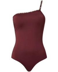 Twinset - One-Shoulder Embroidered Swimsuit - Lyst