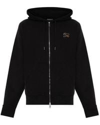 Burberry - Logo-Embroidered Zip-Up Hoodie - Lyst