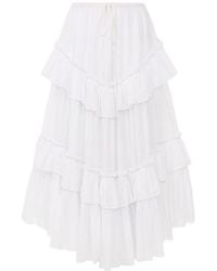 Chloé - Chloé Layered Ruffled Midi Skirt - Lyst