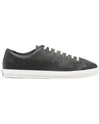 Prada - Aged-Effect Leather Sneakers - Lyst