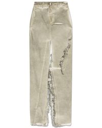 Rick Owens - Frayed Denim Midi Skirt - Lyst