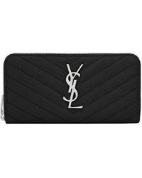 Saint Laurent - Monogram Matelassé Zip-Around Wallet - Lyst