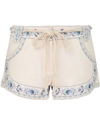 Zimmermann - Embroidered Drawstring Shorts - Lyst