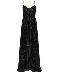 Self-Portrait - Pleated Lace-Trim Maxi Dress - Lyst