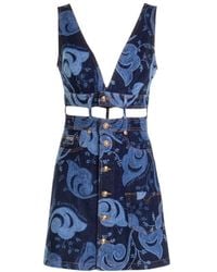 Versace - Jeans Couture Cut-Out Sleeveless Denim Dress - Lyst