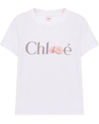 Chloé - Chloé Logo Printed Crewneck T-Shirt - Lyst
