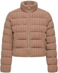 Moncler - Wool Cashmere Blend Padded Cardigan - Lyst