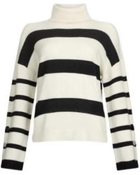 Liu Jo - Button-Embellished Striped Polo-Neck Jumper - Lyst