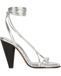 Isabel Marant - Metallic Snake-Print Leather High-Heel Sandals - Lyst