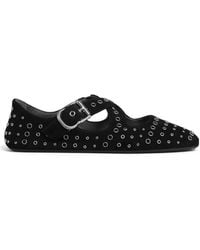 Alaïa - Criss-Cross Eyelet Suede Ballet Flats - Lyst