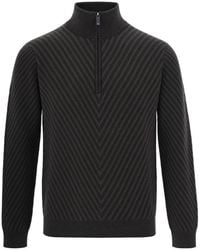 Emporio Armani - エンポリオ アルマーニ シェブロン ハーフジップ ニットセーター - Lyst