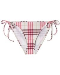 Burberry - Checked Side-Tied Bikini Bottoms - Lyst