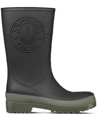 Dior - Logo Embossed Round Toe Rain Boots - Lyst