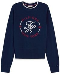 Tommy Hilfiger - Logo-Embroidered Contrast-Trim Sweater - Lyst
