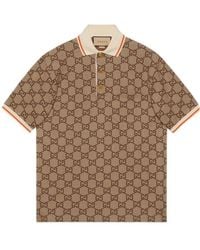 Gucci - gg-bonogram Silk And Cotton-blend Piqué Polo Shirt - Lyst
