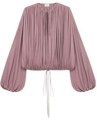 Saint Laurent - Gathered Drawstring Blouse - Lyst