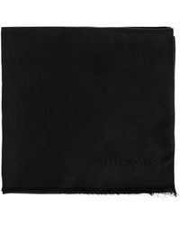 Ferragamo - Ferragamo Logo Embroidered Fringed Scarf - Lyst