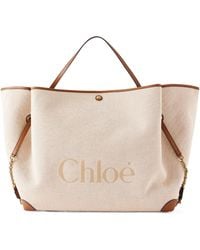 Chloé - Chloé Large Logo Canvas Shoulder Bag - Lyst