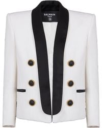 Balmain - Two-Tone Edge-To-Edge Jacket With 6 Buttons - Lyst