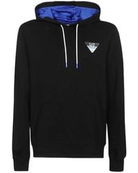 EA7 - Logo-Patch Mesh-Panel Hoodie - Lyst