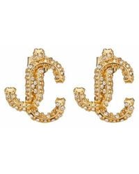 Jimmy Choo - Logo Plaque Embellished Earrings - Lyst