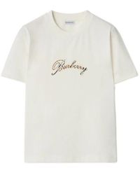 Burberry - Check Cursive Logo T-Shirt - Lyst